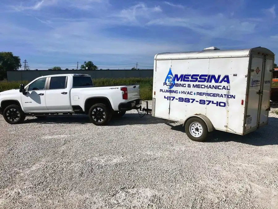 Messina Plumbing truck and enclosed trailer