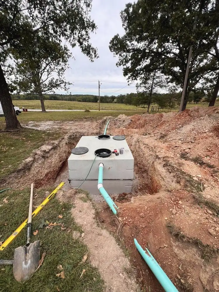 New septic tank set in the ground