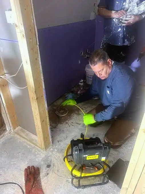 A sewer camera inspection on a drain line